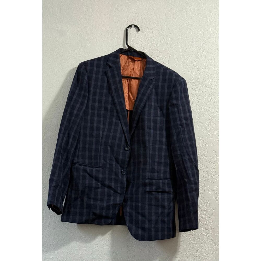 Baroni Prive Men’s Navy Nailhead Wool Stitch Lapel Blazer Sport Coat Sz 40 R